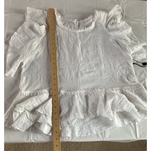 NWT Liverpool Womens Ruffled Hem White Top Size L Lightweight Cotton Blend NEW - Picture 4 of 13
